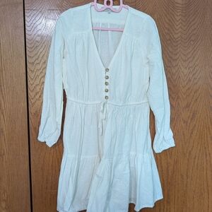 BALILN White Long Sleeve Dress SMALL